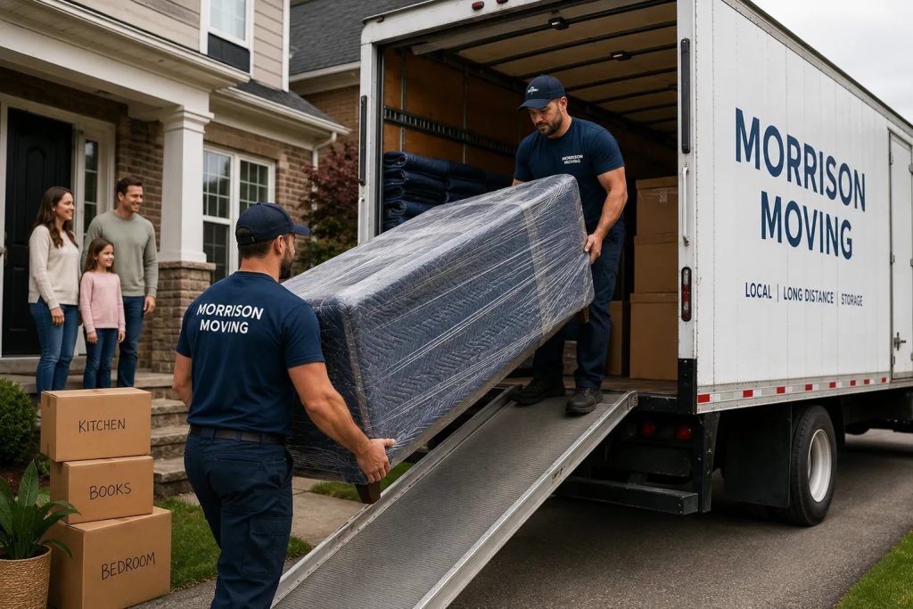 professional movers handling a large household move in Hamilton