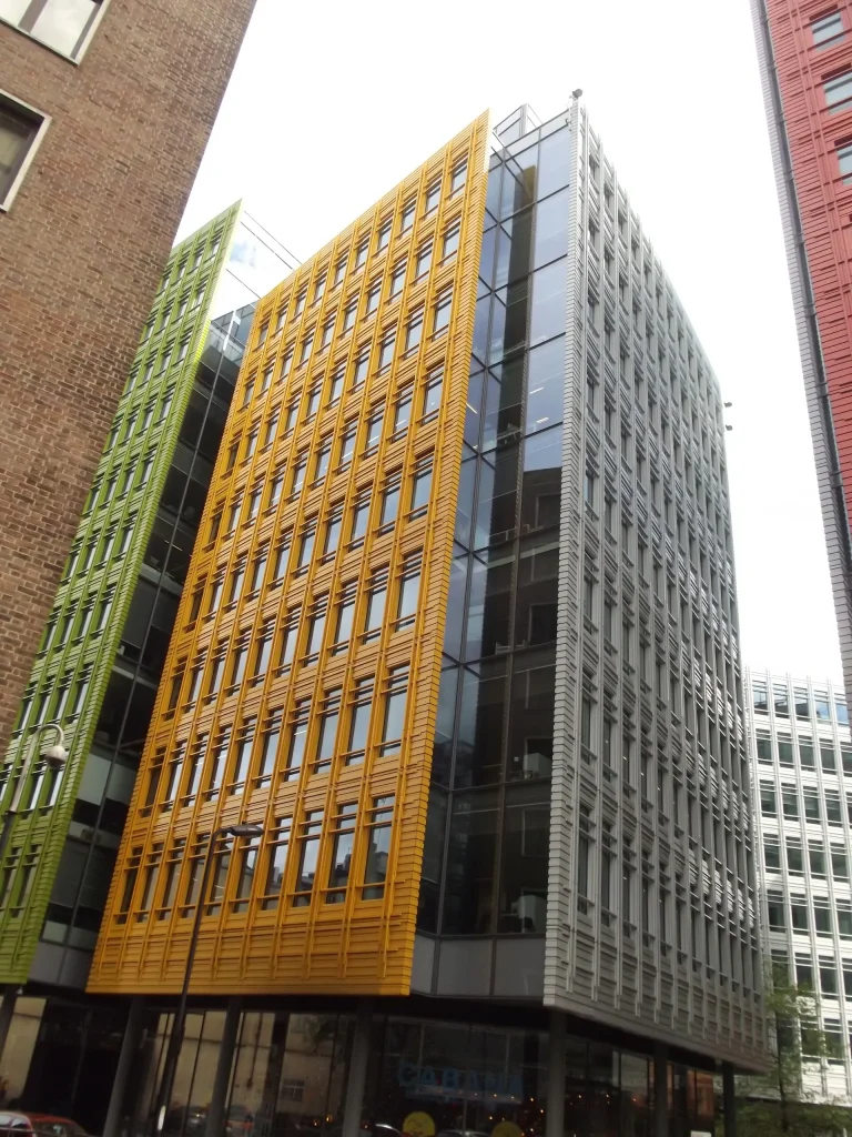 Modern office building exterior in a city business district