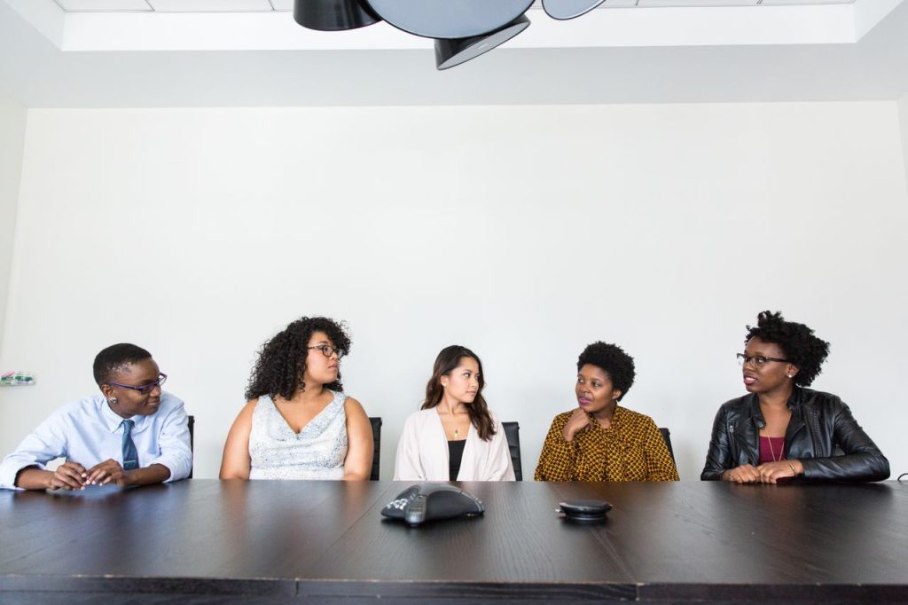 Business team in a boardroom presentation