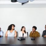 Business team in a boardroom presentation